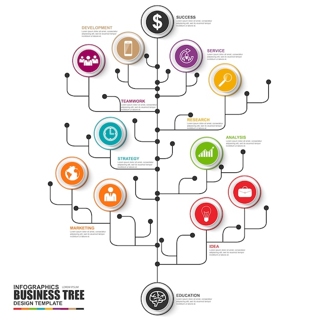 Thin line infographic tree vector design template