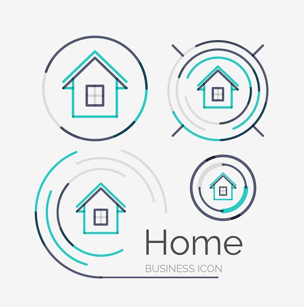 Thin line neat design logo set home idea