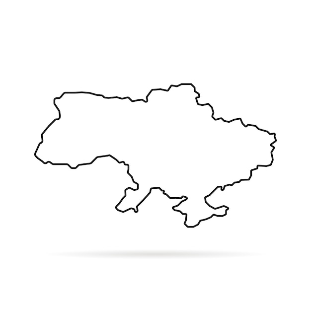 Thin line ukraine map with shadow. concept of country surface, topography, travel, european land, north, south, district. flat lineart style trend modern logotype graphic design on white background