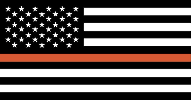 Thin orange line search and rescue personnel usa flag vector image