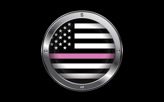 thin pink line breast cancer survivorship and woman empowerment USA flag 3d badge vector image