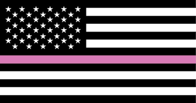 Thin pink line breast cancer survivorship and woman empowerment USA flag vector image