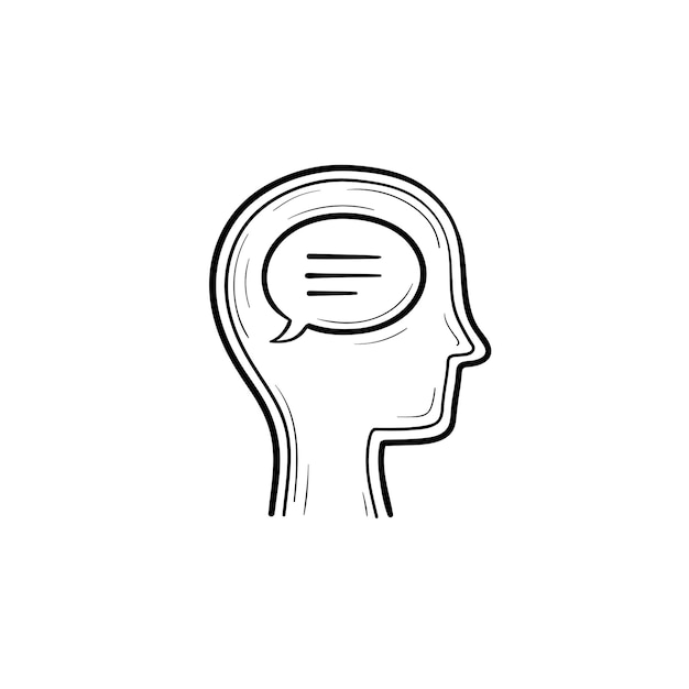 Think bubble in humans head hand drawn outline doodle icon