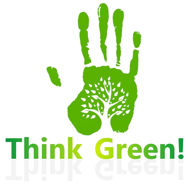 Think green Dispose of save the earth or stop the concept of global warming represented by the green sign Isolated on white Vector