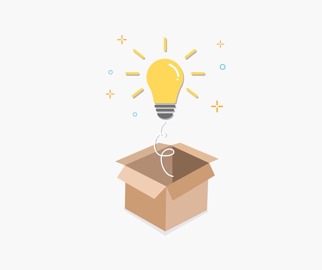 Think outside the box Bright lightbulb Creative idea concept startup business