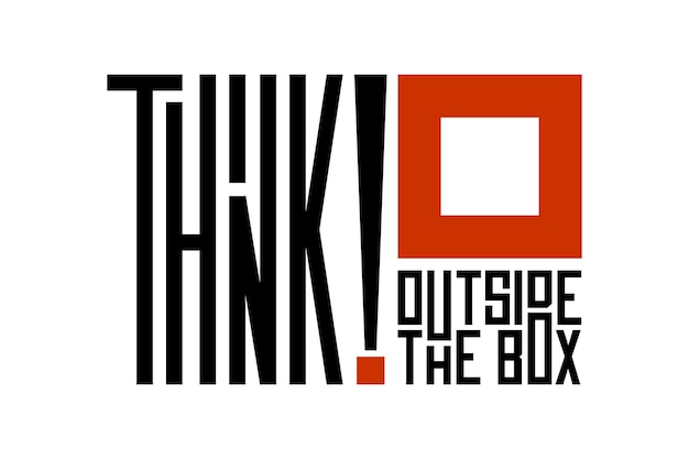 Think outside the box typography abstract design vector illustration