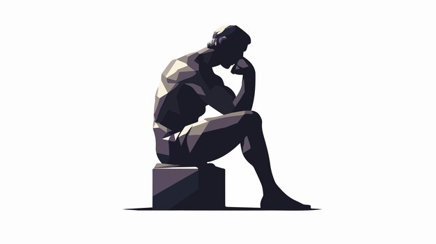 Vector the thinker statue sculpture on white background