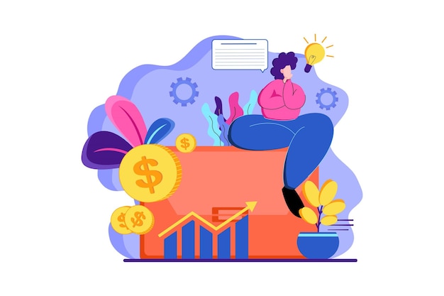 Thinking About Business Finance Web Illustration 