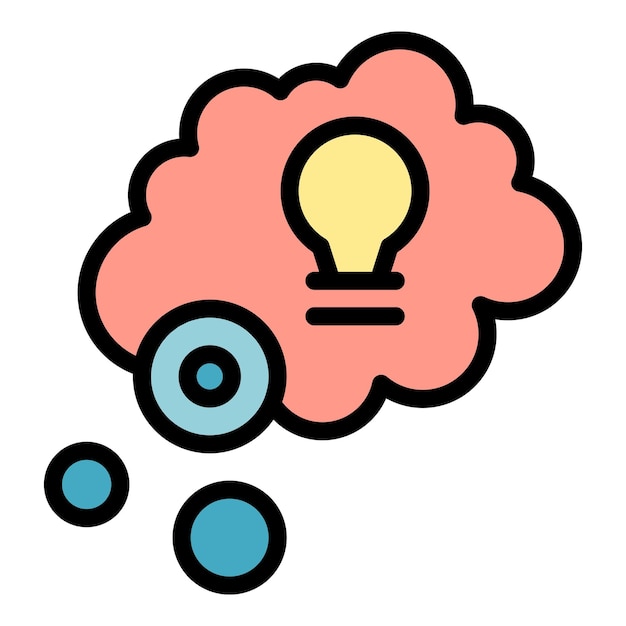 Vector thinking concentration icon outline vector brain mind human intelligence color flat