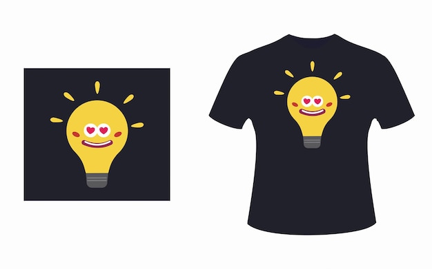 Thinking and creative, Cute bulb face T Shirt Design, T Shirt Vector Template