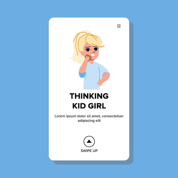 Thinking kid girl vector