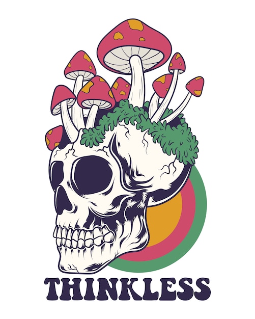 Thinkless skull illustration