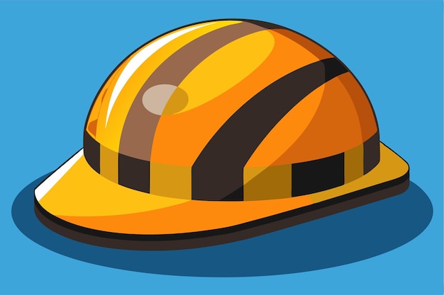 Vector this construction hat features vibrant colors and large stripes ideal for customizing and promoting fun safety customizable construction hat with disproportionate illustration