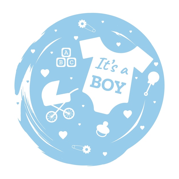 This is a boy Baby birth sticker Design element brush stroke