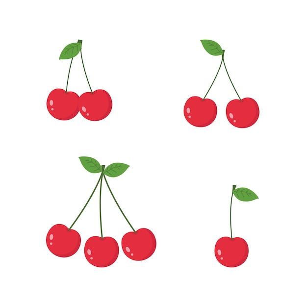 This is a collection of cherry on white background