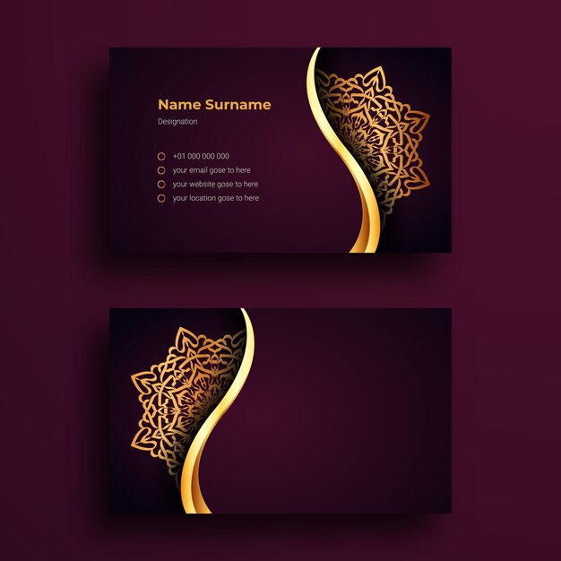 This is Luxury Business Card Design Template With Luxury Ornamental Mandala Arabesque Background