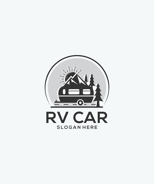 This is the rv car logo mountain view camp logo strong and modern luxury logo