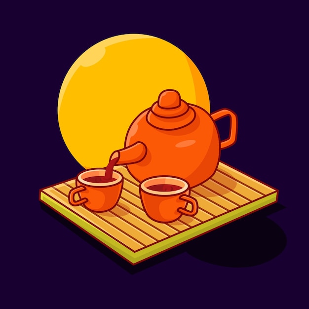 This vector illustration of a teapot and cup is perfect for any project related to tea and coffee