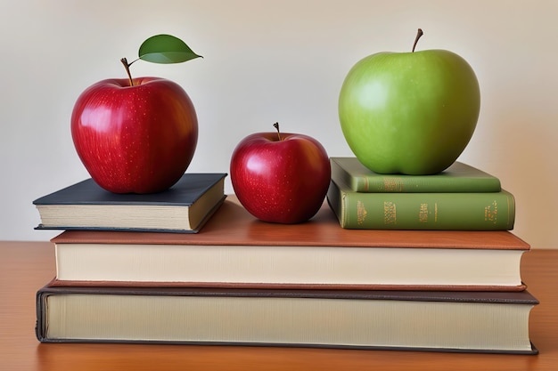 Vector three apples and a book on a book shelf with a book titled quot the word quot on it