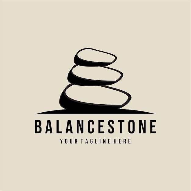 three balance stone logo vintage minimalist vector design