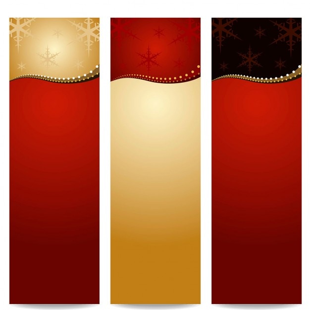 Three banners with golden lines for christmas