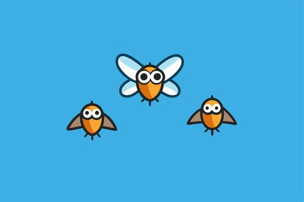 Vector three birds with wings that say quot fly quot on the left