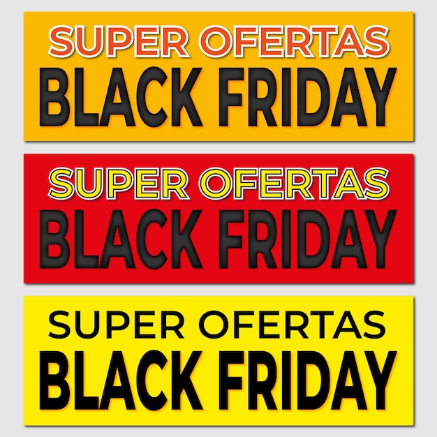 three black friday super offer banners in portuguese