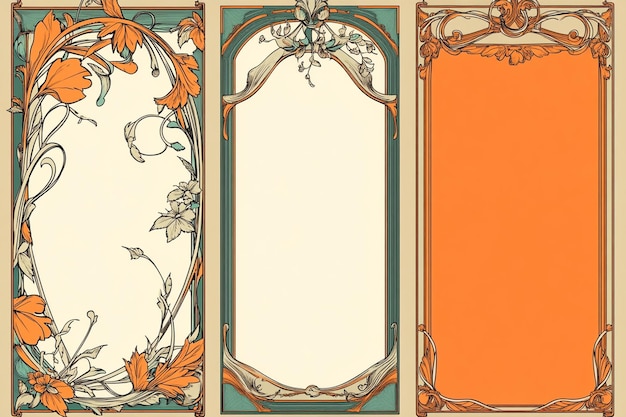 Vector three blank cards decorative borders