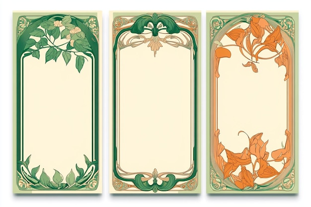 Three Blank Cards With Decorative Borders