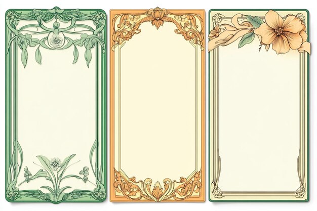 Vector three blank cards with decorative borders