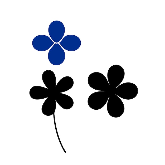 three blue flowers with one that says  three  on the bottom