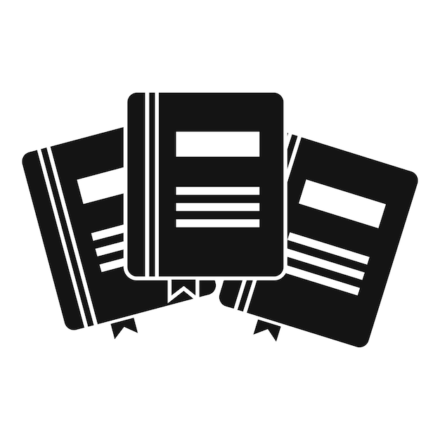 Three books with bookmarks icon Simple illustration of three books with bookmarks vector icon for web