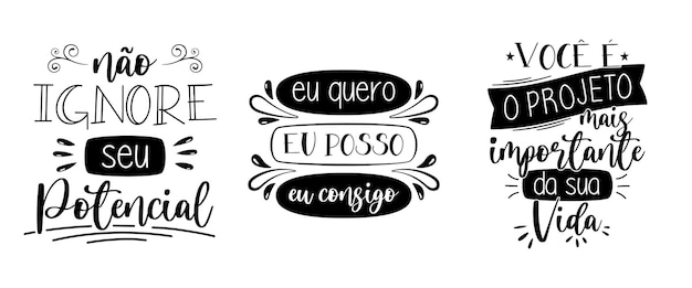 Three Brazilian Portuguese motivational phrases