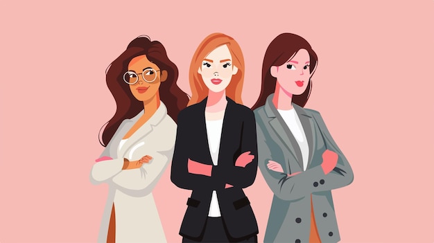 Vector three businesswomen cartoons in business management design