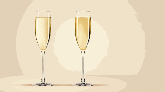 three champagne glasses with a white background and a picture of two champagne flutes