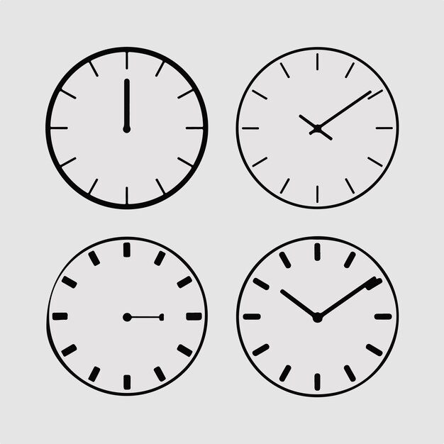 Vector three clocks with different time zones one says one of them is black