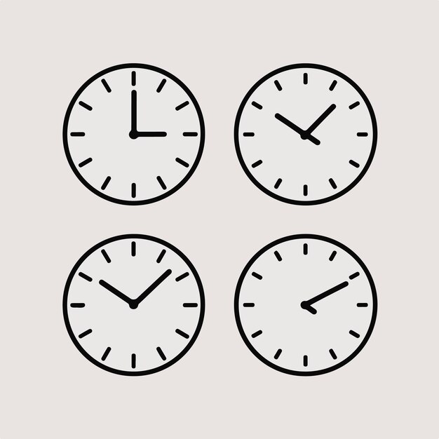 Vector three clocks with the time of 4  00