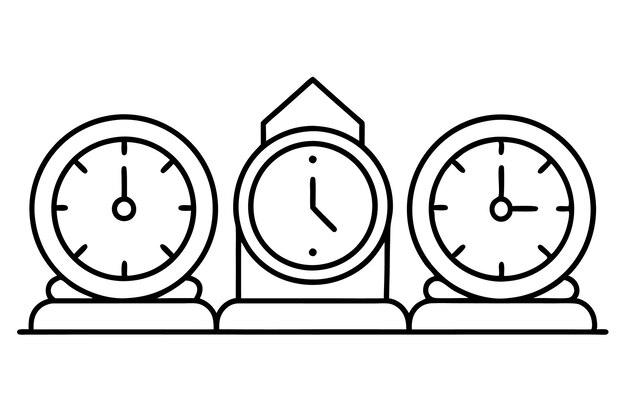 Vector three clocks with the words quot the time of 3 00 quot