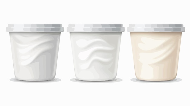 Vector three containers with one that says  yogurt  on the bottom