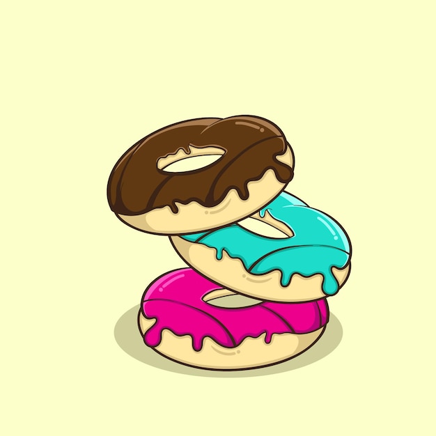 THREE DELICIOUS COLOFUL DONUT ILLUSTRATION