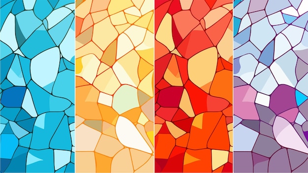 Vector three different colored tiles with different colors of different colors and shapes