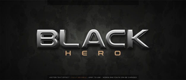 Three dimension custome text black hero editable style effect template