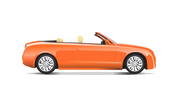 Three dimensional image of orange car isolated on white background