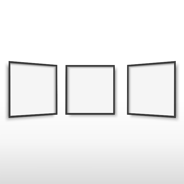 Vector three empty picture frames on the wall vector