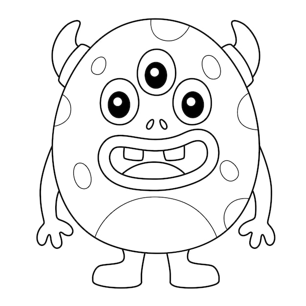 Three Eyed Monster Egg Coloring Page for Kids