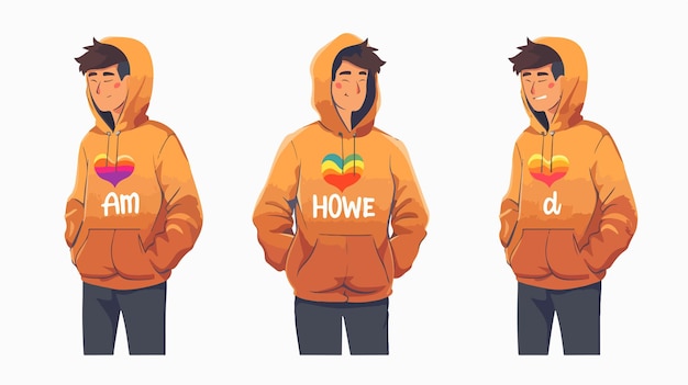 Vector the three faces of a man with a hoodie that says  hes a good thing