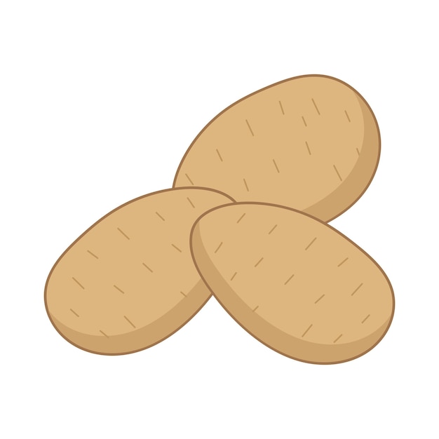 Three flatstyle potatoes on white background for use in clipart