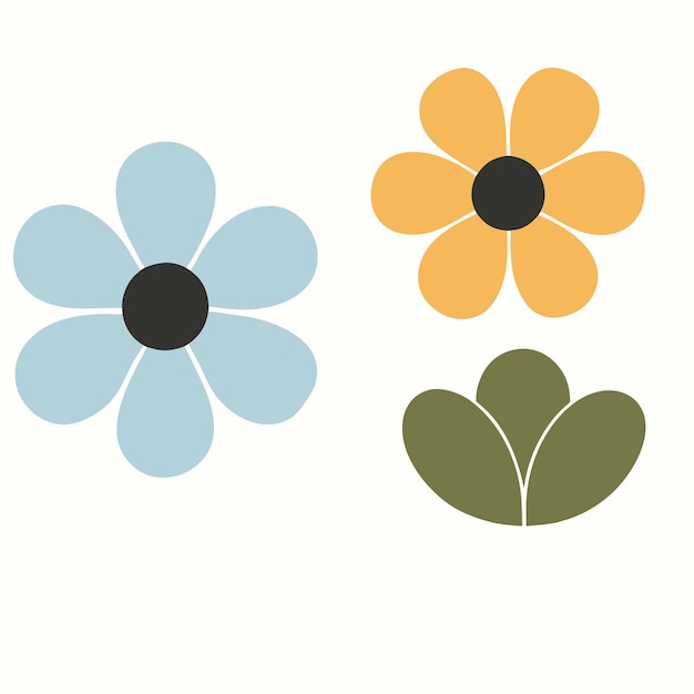 three flowers are shown with different colors