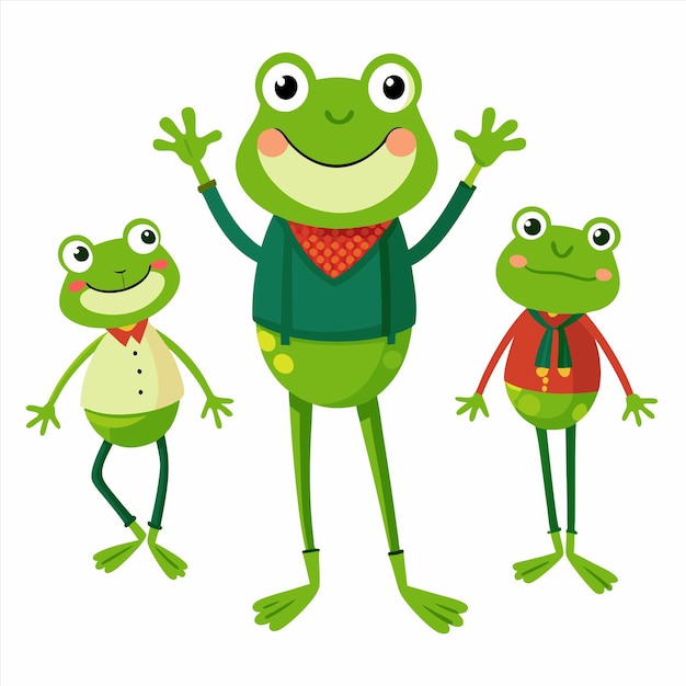 three frogs with one wearing a tie and the other with the other with the other one wearing a tie