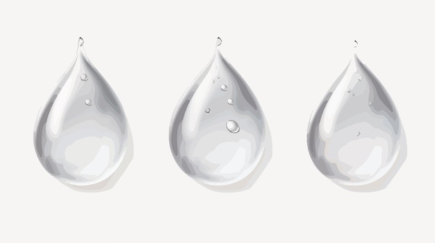 Three Gel Drops on Transparent Background